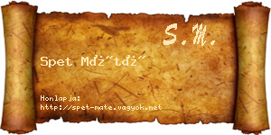Spet Máté névjegykártya